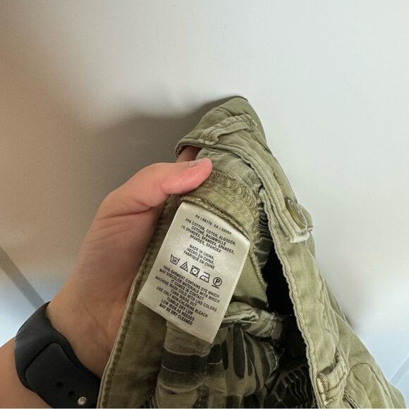 Anthropologie Chino Relaxed Fit Army Green Embroidered Side Stripe Pants Size 28 - Picture 6 of 6